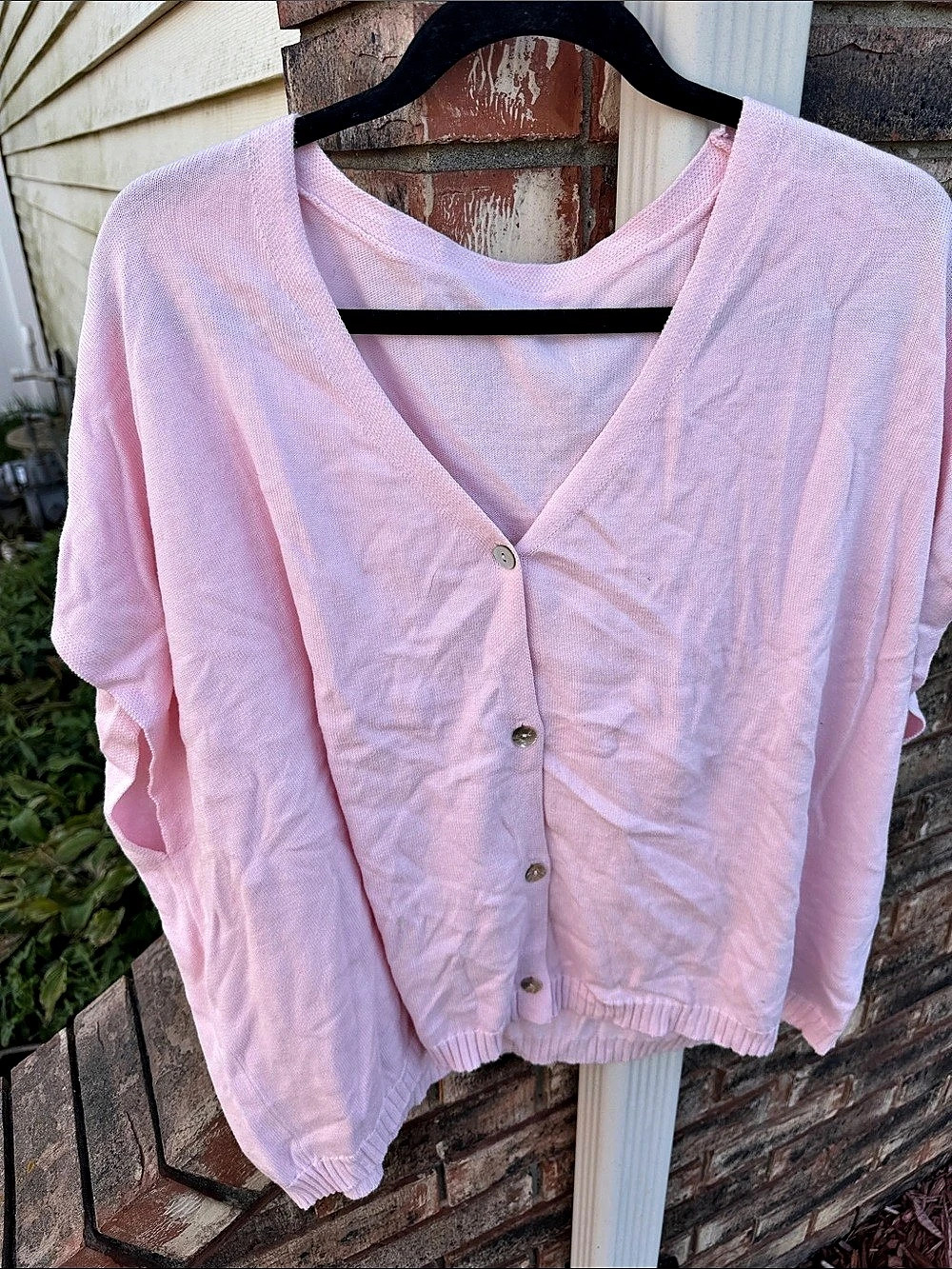 Pink V-Neck Button-Front Sweater Shirt - Picture 2 of 2